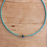 Women Round Stone Pendant Necklace Pink Purple Beads Choker