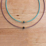 Women Round Stone Pendant Necklace Pink Purple Beads Choker