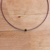 Women Round Stone Pendant Necklace Pink Purple Beads Choker