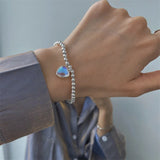 Heart Pendant Bracelet S925 Sterling Silver Beads Chain for Women