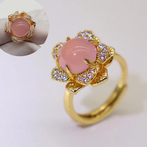 S925 Silver Gold-plated Chalcedony Adjustable Dancing Rings