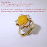 S925 Silver Gold-plated Chalcedony Adjustable Dancing Rings