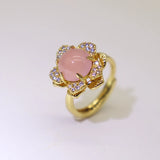 S925 Silver Gold-plated Chalcedony Adjustable Dancing Rings