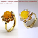 S925 Silver Gold-plated Chalcedony Adjustable Dancing Rings