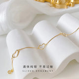 S925 Silver Heart Charm Bracelet Sweet Mori Jewelry