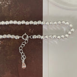 Women S925 Sterling Silver Small Stone Square Bead Bracelet