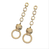 Leopard Long Earrings with Zircon for Women