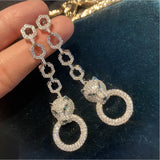 Leopard Long Earrings with Zircon for Women