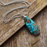 Turquoises Stone Pendant Choker Necklace Classic Women Jewelry