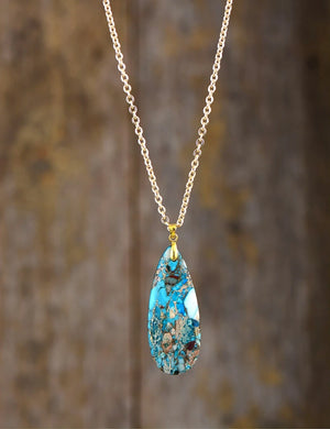 Turquoises Stone Pendant Choker Necklace Classic Women Jewelry