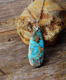 Turquoises Stone Pendant Choker Necklace Classic Women Jewelry