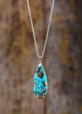 Turquoises Stone Pendant Choker Necklace Classic Women Jewelry