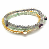 Women Set Bracelets 3pcs Citrine Labrandonite Moonstone Flurite