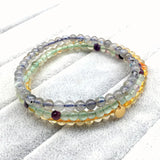 Women Set Bracelets 3pcs Citrine Labrandonite Moonstone Flurite