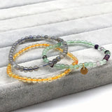Women Set Bracelets 3pcs Citrine Labrandonite Moonstone Flurite