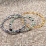 Women Set Bracelets 3pcs Citrine Labrandonite Moonstone Flurite