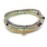 Women Set Bracelets 3pcs Citrine Labrandonite Moonstone Flurite