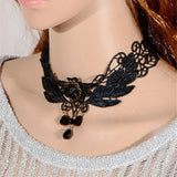 Sexy Gothic Crystal Lace Pearl Neck Choker Necklace