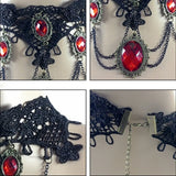 Sexy Gothic Crystal Lace Pearl Neck Choker Necklace
