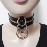 Women Sexy Punk Choker Necklace Real Leather with Button Jewelry