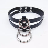 Women Sexy Punk Choker Necklace Real Leather with Button Jewelry