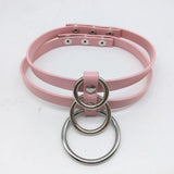 Women Sexy Punk Choker Necklace Real Leather with Button Jewelry