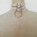 Women Sexy Punk Choker Necklace Real Leather with Button Jewelry