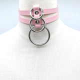 Women Sexy Punk Choker Necklace Real Leather with Button Jewelry