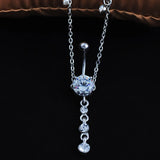 Rhinestone Dangle Navel Piercing Ring