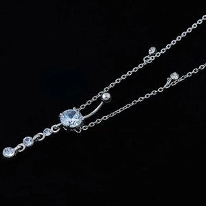 Sexy Rhinestone Dangle Belly Button Chain Navel Piercing Ring Body Jewelry