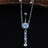 Sexy Rhinestone Dangle Belly Button Chain Navel Piercing Ring Body Jewelry