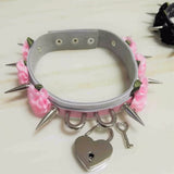 Women Sexy Punk Choker Necklace Harajuku Lolita Goth Sweet Heart LOCK Rivet