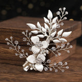 Crystal Leaf Hair Pins for Women Girls Bride Wedding Hair Jewelry