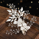 Crystal Leaf Hair Pins for Women Girls Bride Wedding Hair Jewelry