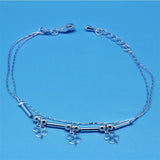 Women Silver 925 Bracelet Vintage Clover Anklet Princess Accessories Gift