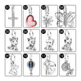 Women Silver 925 Necklace Charms Cross Heart Clover Dog Cat Elephant Balloon Key