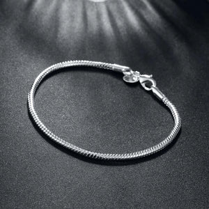 Elegant 3MM Snake Chain Silver Bracelet for Party Gift