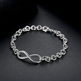 925 Sterling Silver CZ Crystal Bracelet for Women Wedding Jewelry Gift