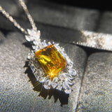 Women Silver Necklace with Yellow CZ Zircon Jewelry