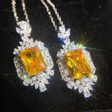 Women Silver Necklace with Yellow CZ Zircon Jewelry