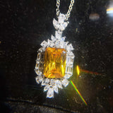 Women Silver Necklace with Yellow CZ Zircon Jewelry