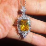 Women Silver Necklace with Yellow CZ Zircon Jewelry
