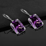 Gothic Amethyst Gemstone Silver Drop Earrings