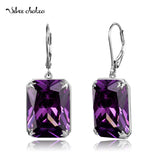 Gothic Amethyst Gemstone Silver Drop Earrings