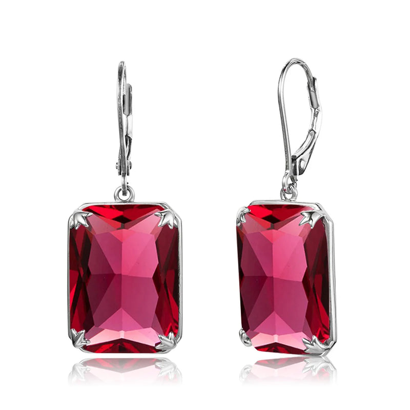 Gothic Amethyst Gemstone Silver Drop Earrings