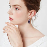 Gothic Amethyst Gemstone Silver Drop Earrings