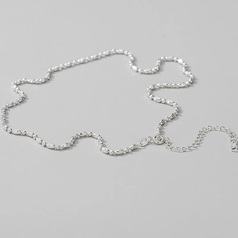 Sterling Silver 925 Beads Choker Chain for Women Necklace Party Jewelry