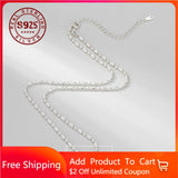 Sterling Silver 925 Beads Choker Chain for Women Necklace Party Jewelry