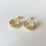 Minimalist Hoop Earrings - S925 Silver Slash Lines - Girlfriend Jewelry