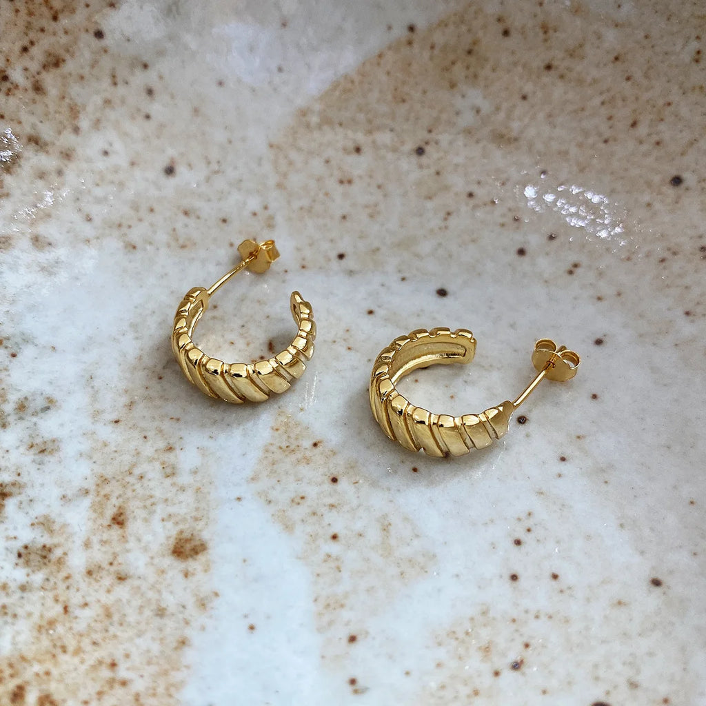 Minimalist Hoop Earrings - S925 Silver Slash Lines - Girlfriend Jewelry